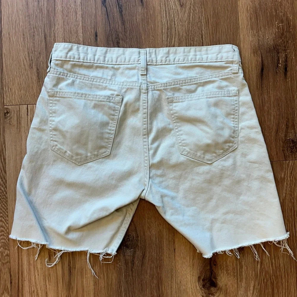 Banana Republic Mens Slim Fit Denim Cutoff Shorts Off White 32x32 Raw Hem